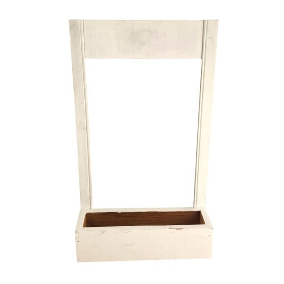 White Wooden Wall-Mounted Planter Frame With Rectangular Box For Indoor/Outdoor - Picture 1 of 14